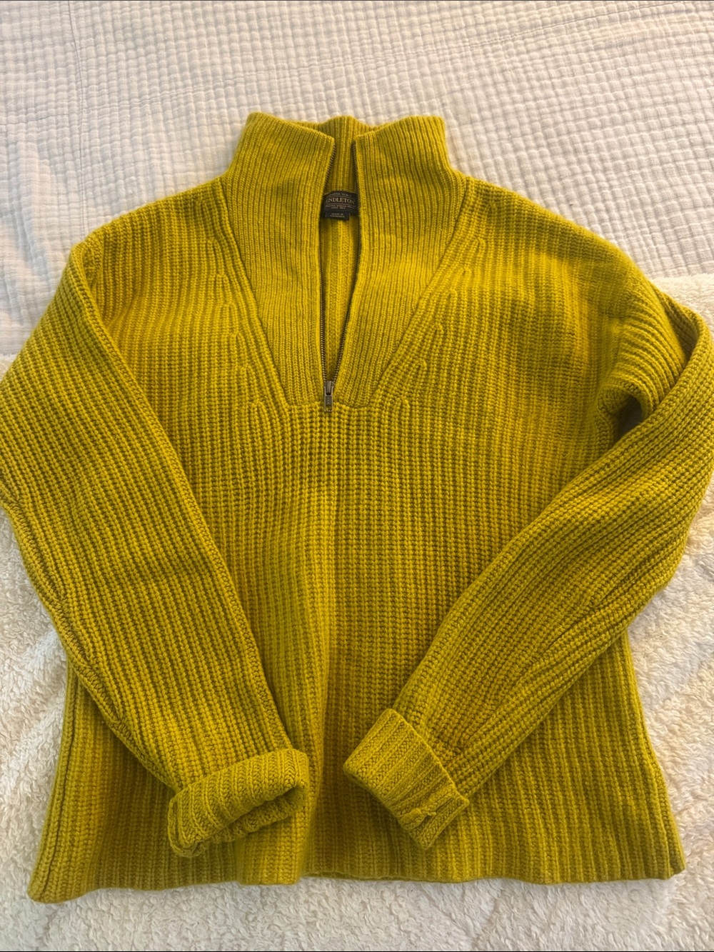 Pendleton WOMEN'S LAMBSWOOL SHAKER STITCH ZIP PULLOVER